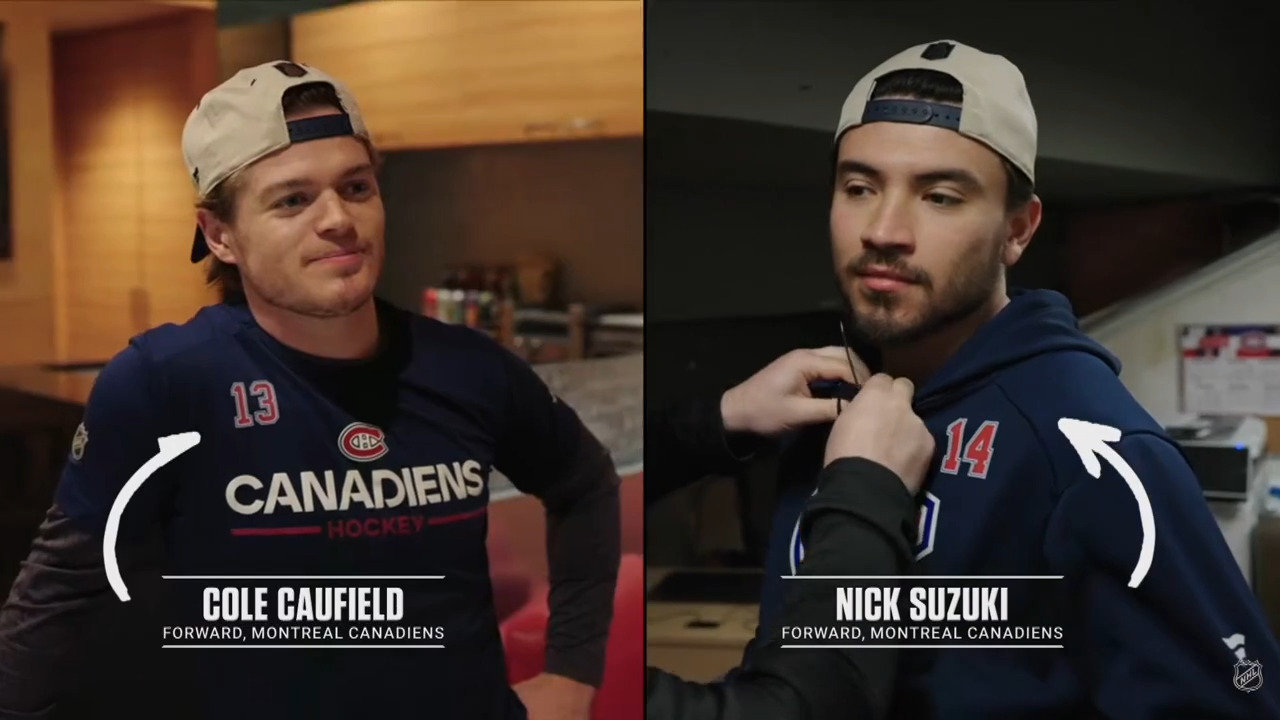 Caufield och Suzuki överraskade varandra med NHL-troféer