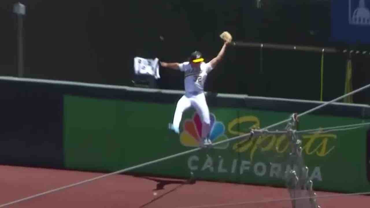 Athletics Thomas Robs Adell Of Homer With Incredible Sprawling Catch