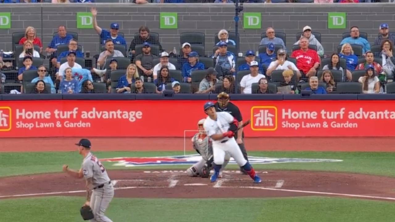 Blue Jays Okamoto Blasts Solo Shot Off Astros Brown To Deep Left Field