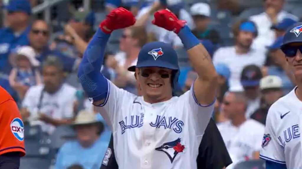 Luis Urias gets first hit on first pitch he sees in a Blue Jays uniform