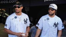 Knicks’ Brunson, Hart throw first pitch at Yankee Stadium to celebrate NBA title