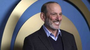 MLS commissioner Don Garber arrives at the FIFA Club World Cup trophy tour on Thursday, Jan. 16, 2025, in New York. (Pamela Smith/AP)