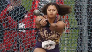 Camryn Rogers (2542) competes in the senior women's hammer throw final during the Canadian Track and Field Championships in Ottawa on Thursday, June 18, 2026. (Patrick Doyle/CP)