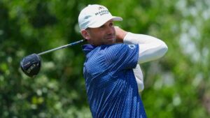 Ben Silverman hits off the ninth hole during the first round of the Charles Schwab Challenge golf tournament at Colonial Country Club in Fort Worth, Texas, Thursday, May 22, 2025. (LM Otero/AP)