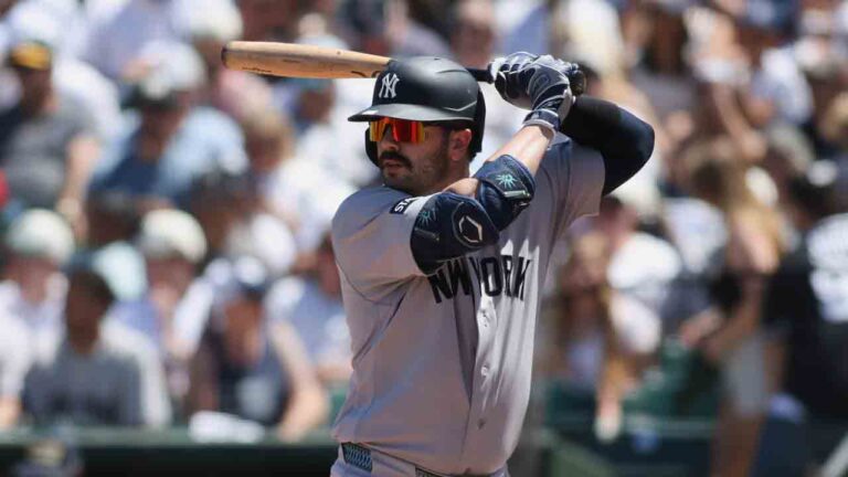 New York Yankees' Austin Wells bats during the third inning of a baseball game against the Athletics Sunday, May 31, 2026, in Sacramento, Calif. (Scott Marshall/AP)