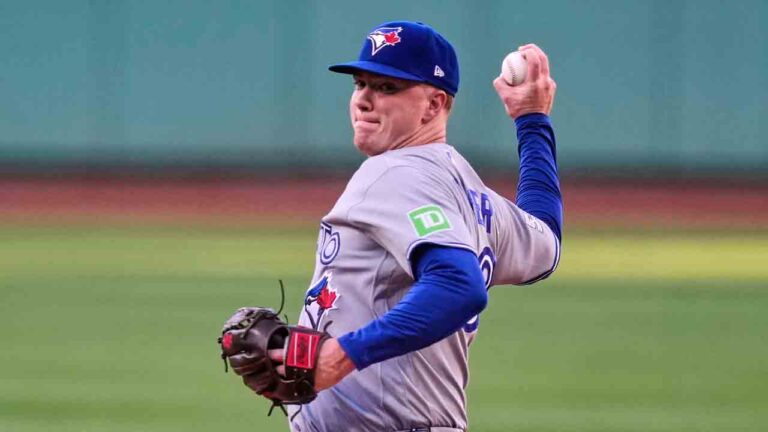 Toronto Blue Jays starting pitcher Braydon Fisher delivers during the first inning of a baseball game against the Boston Red Sox, Wednesday, June 17, 2026, in Boston. (Charles Krupa/AP)