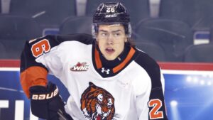 Medicine Hat Tigers C Markus Ruck during WHL (Western Hockey League) hockey against the Calgary Hitmen in Calgary, Alta., Feb. 27, 2026. THE CANADIAN PRESS IMAGES/Larry MacDougal