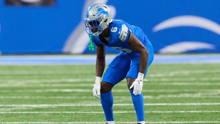 Detroit Lions cornerback Terrion Arnold (6) pursues a play on defense against the Cleveland Browns during an NFL football game in Detroit, Sunday, Sept. 18, 2025. (Rick Osentoski/AP)