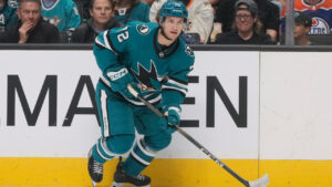San Jose Sharks left wing William Eklund (72) during an NHL hockey game against the Edmonton Oilers in San Jose, Calif., Saturday, Feb. 28, 2026. (Jeff Chiu/AP)