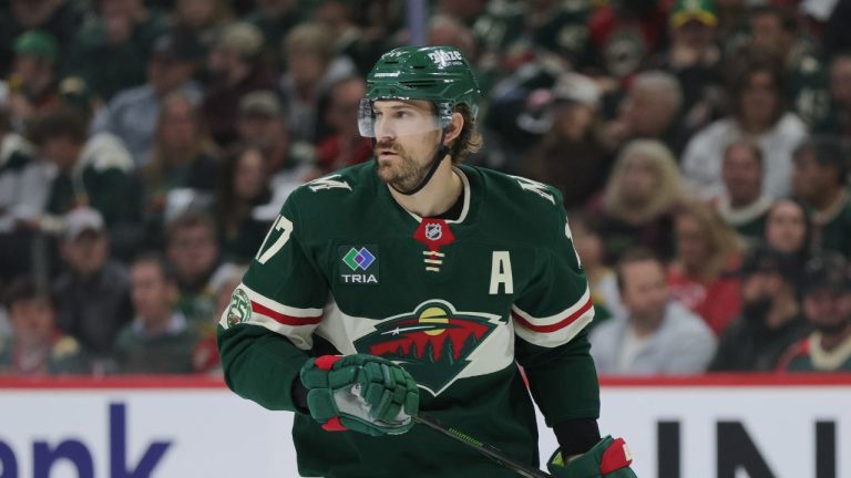 Minnesota Wild left wing Marcus Foligno (17) skates on the ice during the third period of Game 6 in the first round of the NHL hockey Stanley Cup playoff series against the Dallas Stars, Thursday, April 30, 2026, in St. Paul, Minn. (Bailey Hillesheim/AP)