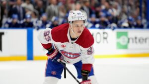 Montréal Canadiens right wing Ivan Demidov (93) against the Tampa Bay Lightning during the first period in Game 2 of an NHL hockey Stanley Cup first-round playoff series, Tuesday, April 21, 2026, in Tampa, Fla. (Chris O'Meara/AP)