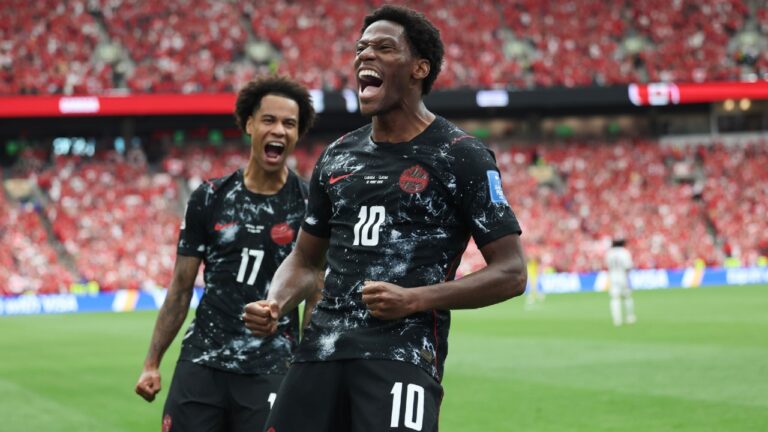 Jonathan David is the first player since 1966 to score a hat-trick for a host nation in a FIFA World Cup game. (Emma Peterson/AP)