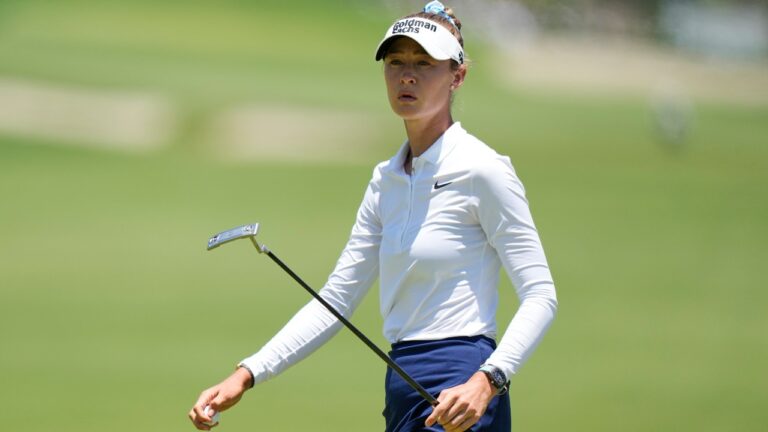 Nelly Korda walks on the third hole during the final round of the U.S. Women's Open golf tournament Sunday, June 7, 2026, in the Pacific Palisades area of Los Angeles. (Ashley Landis/AP)