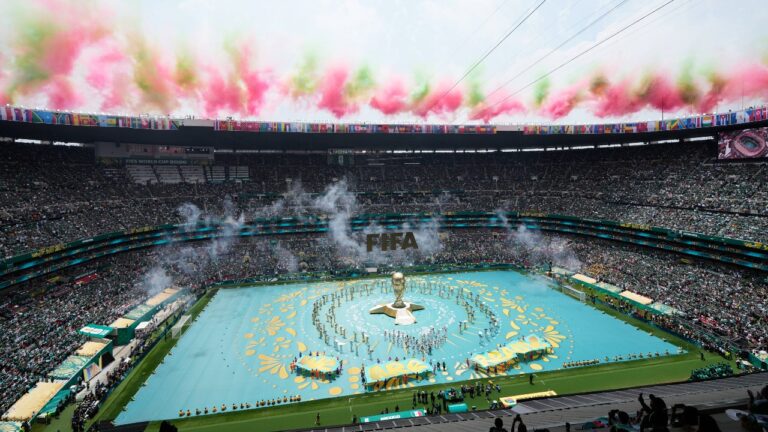 The opening ceremony before the start of the World Cup Group A soccer match between Mexico and South Africa in Mexico City. (Ricardo Mazalan/AP)