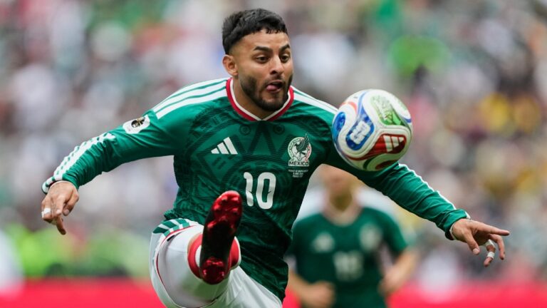 Mexico's Alexis Vega controls the ball during the World Cup Group A soccer match between Mexico and South Africa in Mexico City, Thursday, June 11, 2026. (Natacha Pisarenko/AP)