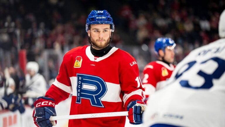 Laval Rocket's Joshua Roy (10) looks on during third period AHL playoff hockey action against the Toronto Marlies in Laval, Que., on Wednesday, April 29, 2026. (Christopher Katsarov/CP)