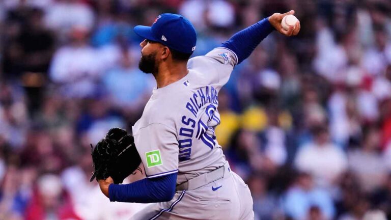 Toronto Blue Jays' Simeon Woods Richardson delivers during the second iinning of a baseball game against the Boston Red Sox. (Charles Krupa/AP)