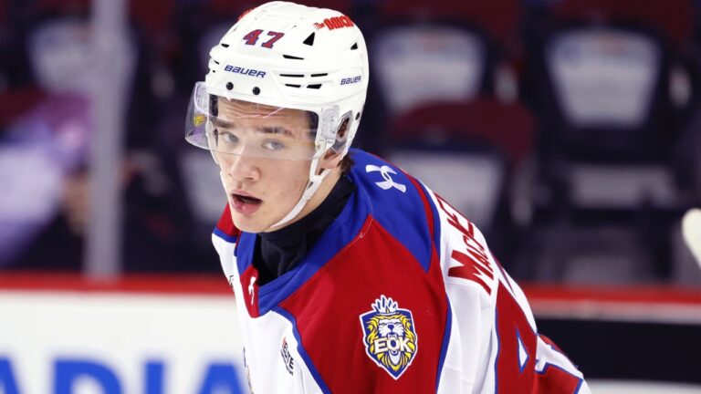 Profile photo on Edmonton Oil Kings D Ethan MacKenzie during WHL hockey against the Calgary Hitmen in Calgary, Alta., Jan. 28, 2026. THE CANADIAN PRESS IMAGES/Larry MacDougal
