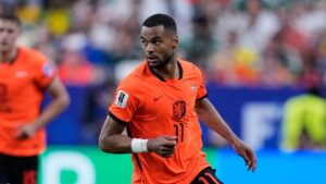 Cody Gakpo during the Netherlands' World Cup match against Sweden in Houston, Saturday, on June 20, 2026. (Ashley Landis/AP)