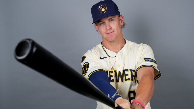 Milwaukee Brewers infielder Cooper Pratt poses for an official photo, Feb. 21, 2025. (Lindsey Wasson/AP)