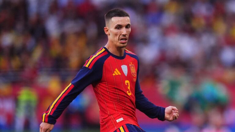 Spain's Alejandro Grimaldo a during a match in A Coruna, Spain, on Thursday, June 4, 2026. (Manu Fernandez/AP)
