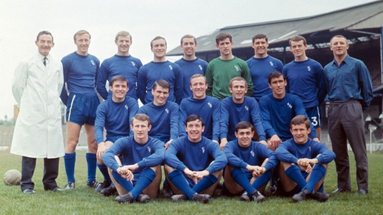 Bobby Tambling, is seen on middle row, extreme left as the Chelsea football team pose for a group photograph at Chelsea's Stamford Bridge ground, London, May 12, 1967. Others in the team are, from left, back row, trainer Harry Medhurst, Joe Kirkup, unidentified, Ron Harris, Marvin Hinton, Peter Bonetti, unidentified, Eddie McCreadie, and manager Tommy Doherty; middle row, from second left, Charlie Cooke, Alan Harris, Tommy Baldwin, and Tony Hateley; front row, Peter Houseman, John Boyle, unidentified, and John Hollins. (Frank Leonard Tewkesbury/AP)