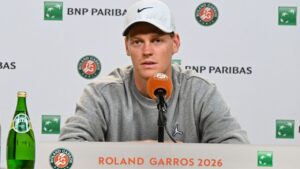 Italy's Jannik Sinner speaks to reporters ahead of the French Open in Paris, Friday, May 22, 2026. (Emma Da Silva/AP)