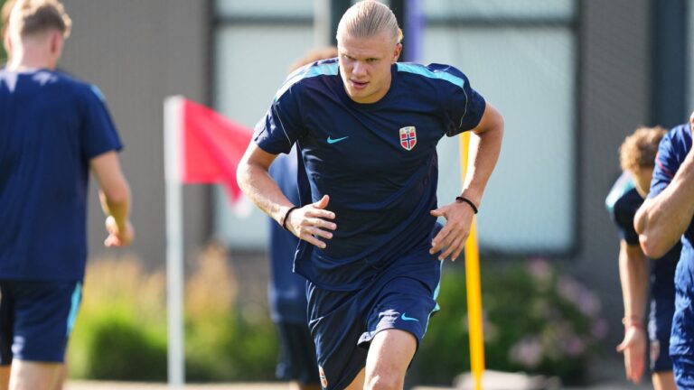 Norway's Erling Haaland during a training session in Foxborough, Mass., ahead of the World Cup Group I match between Norway and France on Thursday, June 25, 2026. (Martin Meissner/AP)