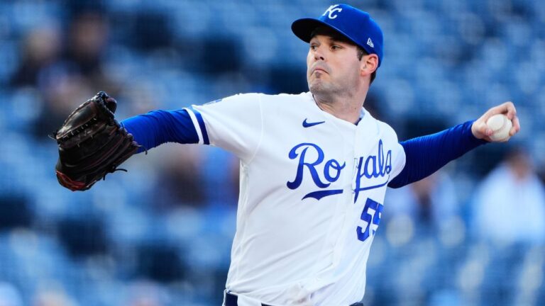Kansas City Royals starting pitcher Cole Ragans throws during the first inning of a baseball game against the Cleveland Guardians, Wednesday, May 6, 2026, in Kansas City, Mo.(Charlie Riedel/AP)