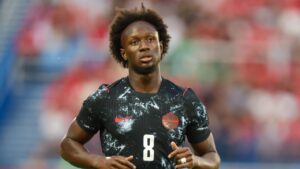 Canada midfielder Ismael Kone (8) looks on during an international friendly soccer match against Ireland in Montreal, Friday, June 5, 2026. (AP Photo/Gary McCullough)