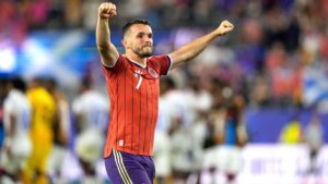 Scotland's John McGinn (7) celebrates a win following the World Cup Group C soccer match between Haiti and Scotland in Foxborough, Mass., near Boston, Saturday, June 13, 2026. (Charlie Krupa/AP)