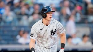 New York Yankees' Ben Rice during the first inning of a game against the Chicago White Sox Wednesday, June 17, 2026, in New York. (Frank Franklin II/AP)