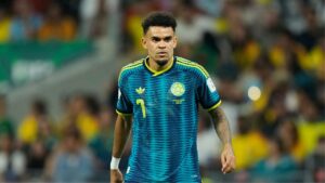Luis Diaz in action during Colombia's World Cup match against Uzbekistan in Mexico City, on Wednesday, June 17, 2026. (Fernando Llano/AP)