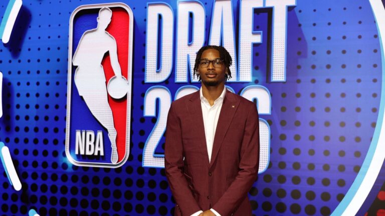 Morez Johnson Jr. arrives for the first round of the NBA Draft on Tuesday, June 23, 2026, in New York. (Adam Hunger/AP)