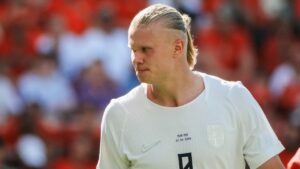 Norway forward Erling Haaland during a match on Sunday, June 7, 2026, in Harrison, N.J. (Eduardo Munoz Alvarez/AP)