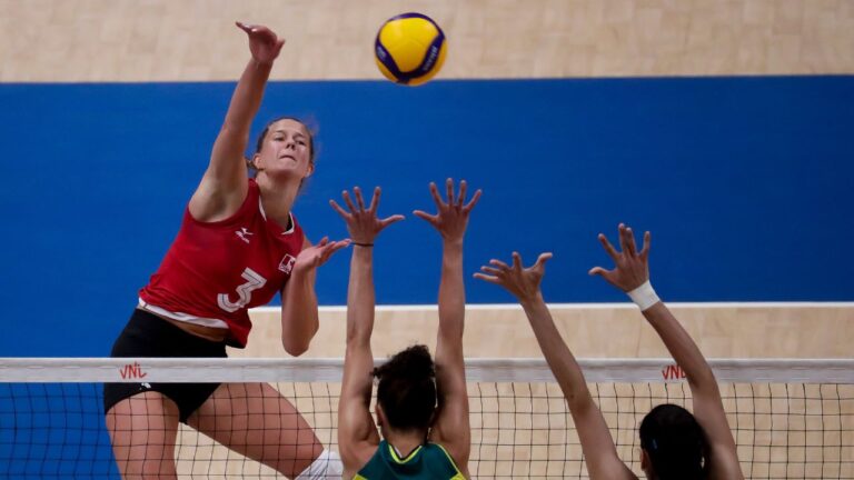 Canada's Kiera Van Ryk during a Volleyball Nations League match in Rio de Janeiro, Brazil. (Bruna Prado/AP)
