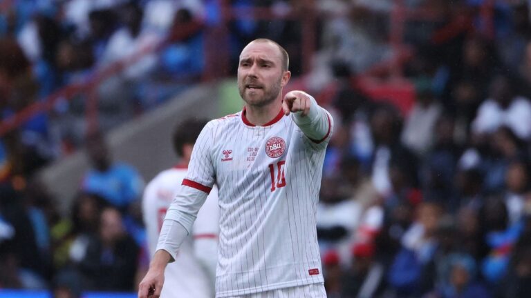 Denmark's Christian Eriksen during the international friendly soccer match between DR Congo and Denmark in Liege, Belgium, Wednesday, June 3, 2026. (Omar Havana/AP)