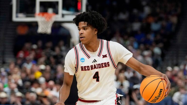 Texas Tech guard Christian Anderson (4) during the first half in the first round of the NCAA college basketball tournament against Akron Friday, March 20, 2026, in Tampa, Fla. (Chris O'Meara/AP)