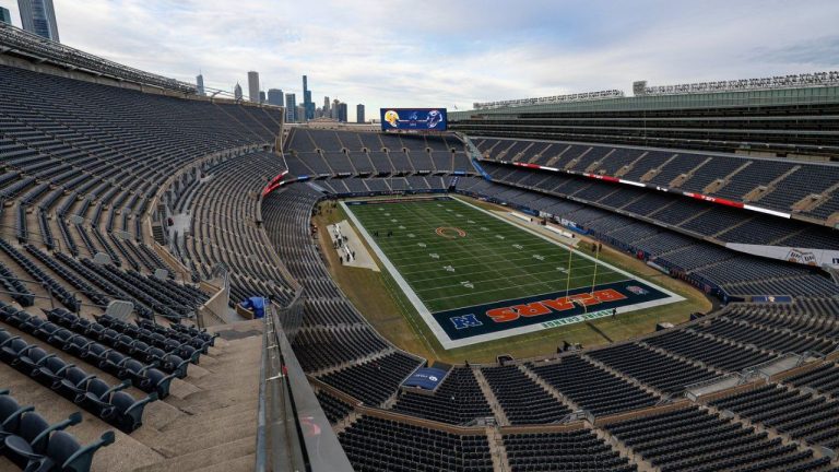Soldier Field is seen prior to an NFL football game between the Chicago Bears and Green Bay Packers, Dec. 20, 2025, in Chicago. (Kamil Krzaczynski/AP)