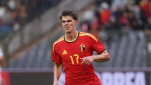 Belgium's Charles De Ketelaere in action during the international friendly soccer match between Belgium and Tunisia in Brussels, Belgium, Saturday, June 6, 2026. (Omar Havana/AP)