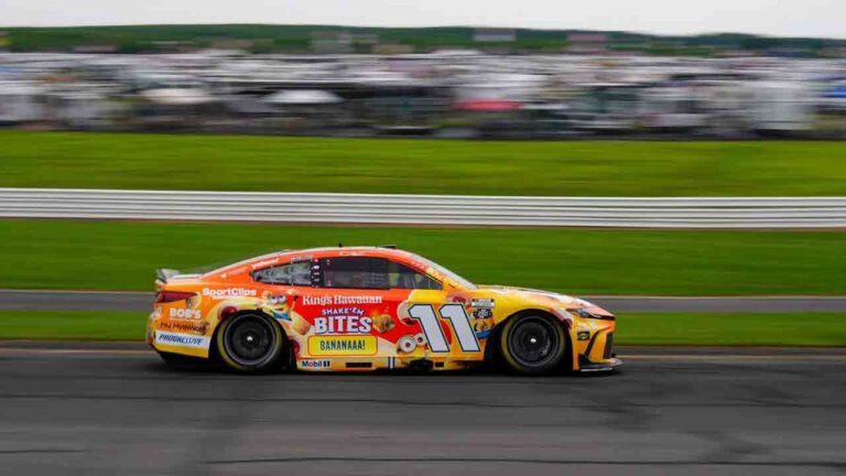 Denny Hamlin drives during a NASCAR Cup Series auto race at Pocono Raceway, Sunday, June 14, 2026, in Long Pond, Pa. (Derik Hamilton/AP)