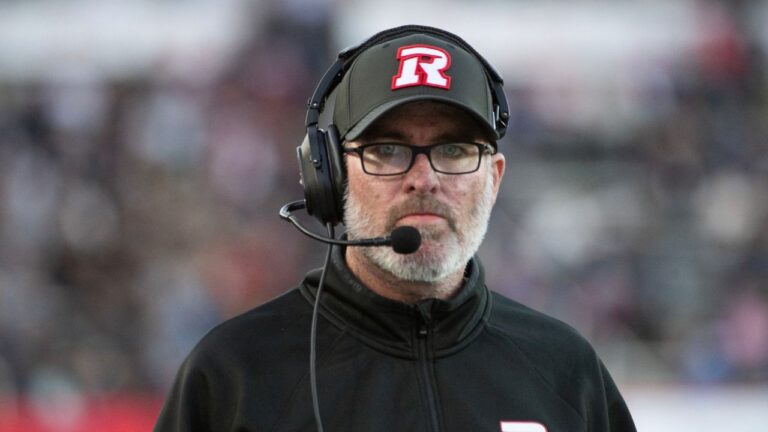 Ottawa Redblacks head coach Ryan Dinwiddie looks on during first-half CFL pre-season football action against the Montreal Alouettes in Montreal, Friday, May 22, 2026. (Peter McCabe/THE CANADIAN PRESS)