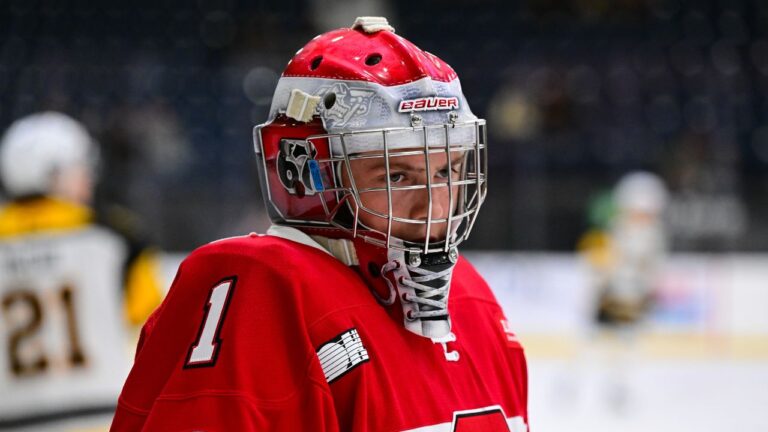 Ottawa 67's goaltender Ryder Fetterolf. (Brandon Taylor/ OHL Images)