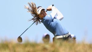 Brooke Henderson, of Canada, hits off the third tee during the first round of the U.S. Women's Open golf tournament Thursday, June 4, 2026, in the Pacific Palisades area of Los Angeles. (Jessie Alcheh/AP Photo)