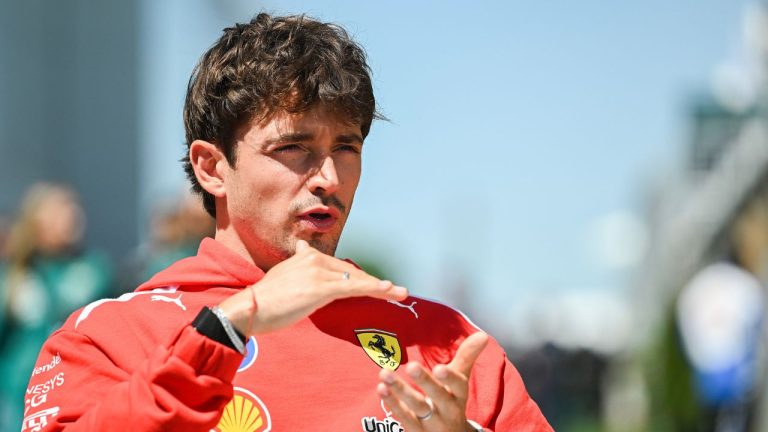 Ferrari driver Charles Leclerc of Monaco speaks during an interview at the Formula One auto racing Canadian Grand Prix in Montreal on Thursday, May 21, 2026. (Graham Hughes/CP)