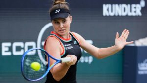Czech Republic's Linda Noskova returns the ball as she plays against Jessica Pegula of the U.S during the final match at the WTA 500 Berlin Open tennis tournament at the Steffi Graf Stadium, in Berlin, Germany, Sunday, June 21, 2026. (Ebrahim Noroozi/AP)