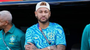 Brazil's Neymar looks on before the World Cup Group C soccer match against Morocco in East Rutherford, N.J., near New York, Saturday, June 13, 2026. (Frank Franklin II/AP)