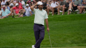 Scottie Scheffler pauses on the 14th green during the second round of the Memorial golf tournament in Dublin, Ohio, Friday, June 5, 2026. (Sue Ogrocki/AP)