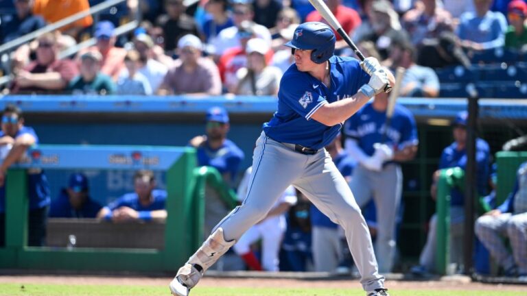 Toronto Blue Jays prospect Sean Keys prepares to take a swing during a spring-training game. (Getty Images)