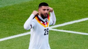 Germany's Deniz Undav (26) celebrates his goal against Ivory Coast during the second half of a World Cup Group E soccer match, in Toronto, on Saturday, June 20, 2026. (Chris Young/THE CANADIAN PRESS)